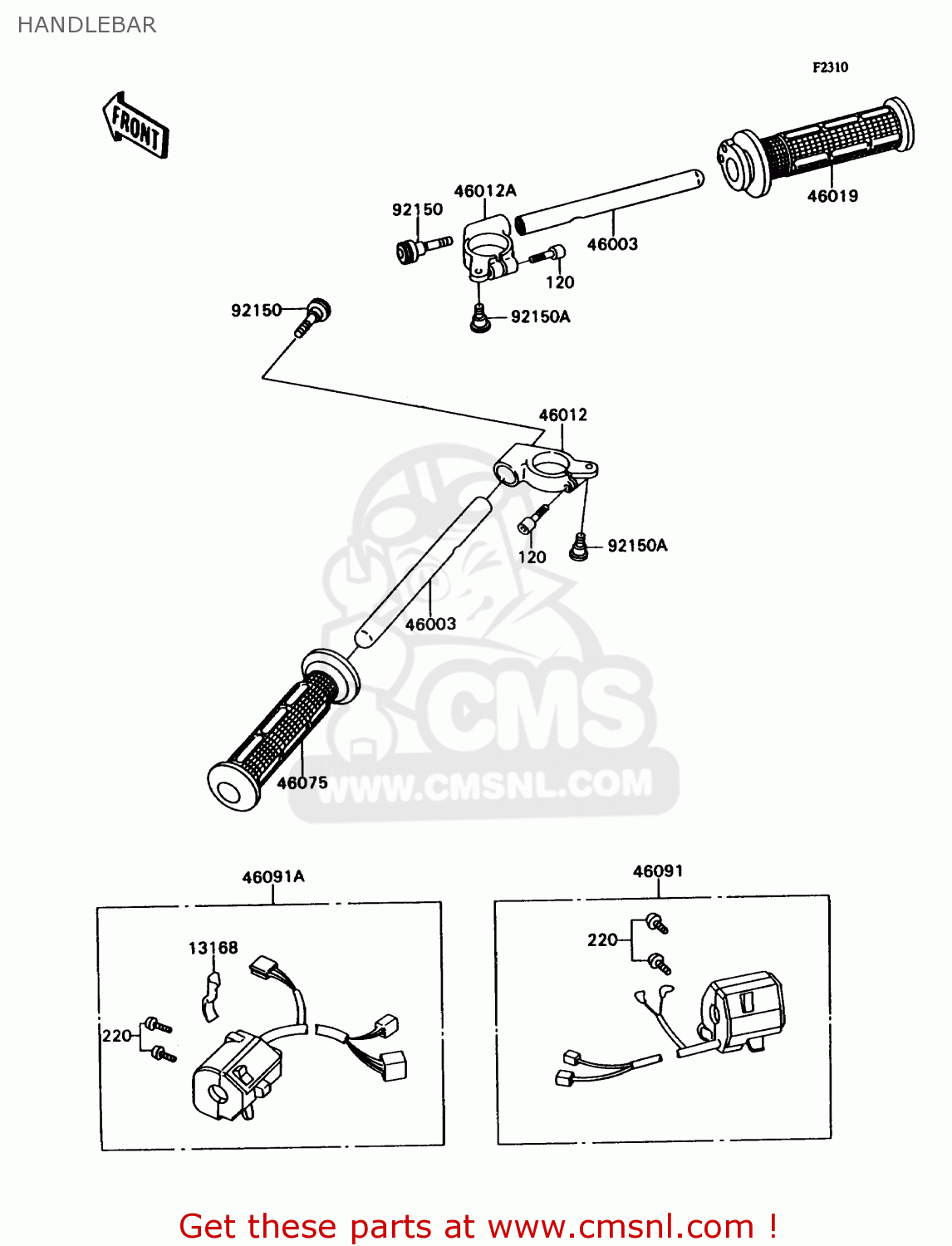 HANDLEBAR ZX750H1 NINJA ZX7 1989 USA CALIFORNIA CANADA