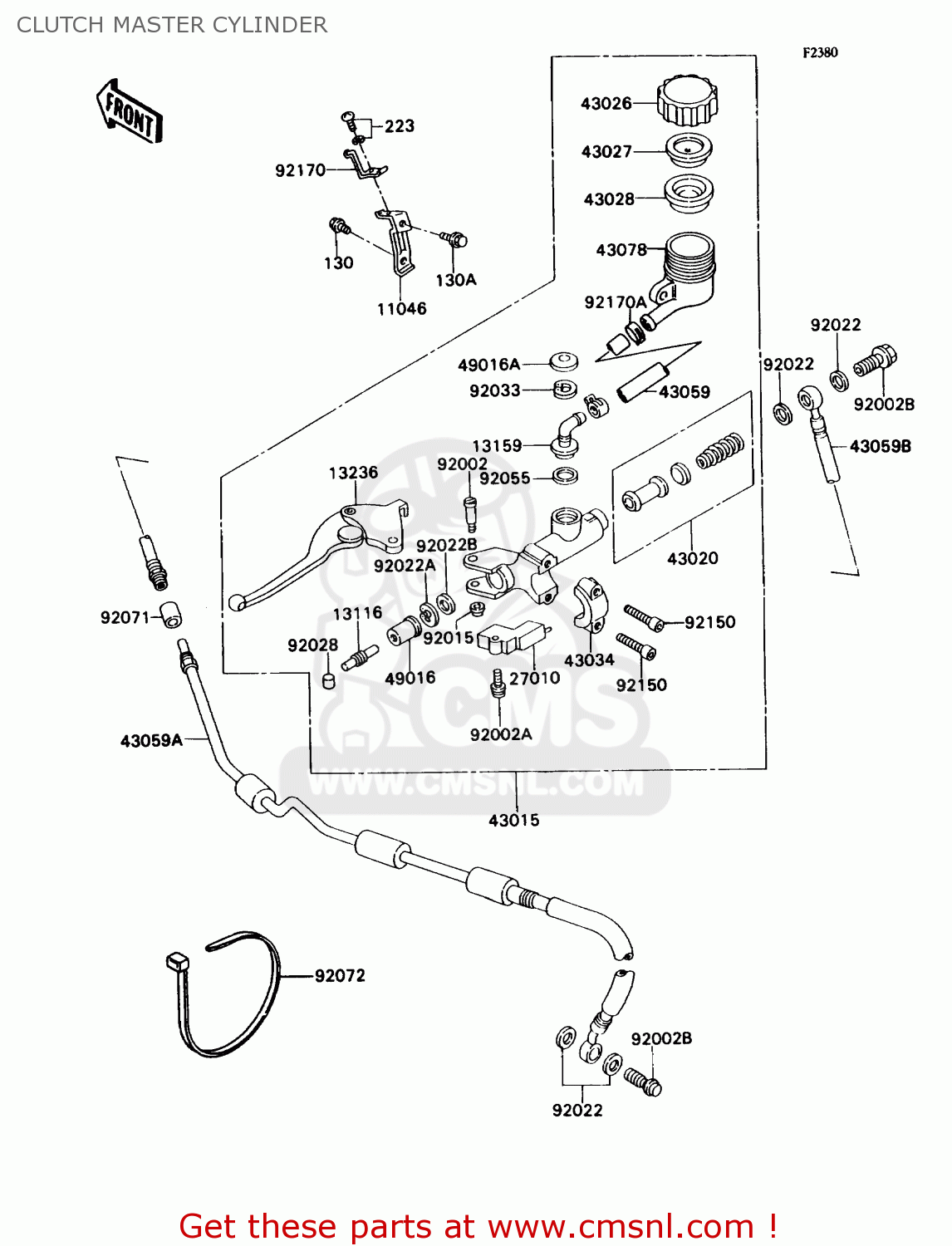 CLUTCH MASTER CYLINDER ZX750H1 NINJA ZX7 1989 USA CALIFORNIA CANADA