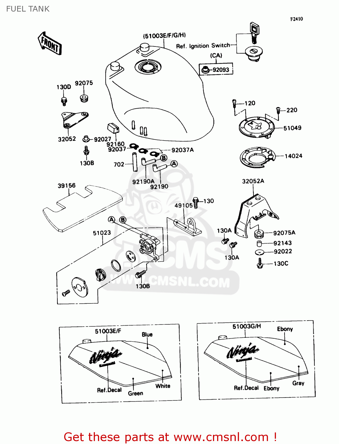 FUEL TANK ZX750H1 NINJA ZX7 1989 USA CALIFORNIA CANADA