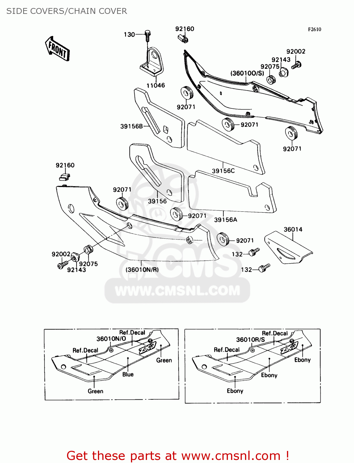 SIDE COVERS/CHAIN COVER ZX750H1 NINJA ZX7 1989 USA CALIFORNIA CANADA