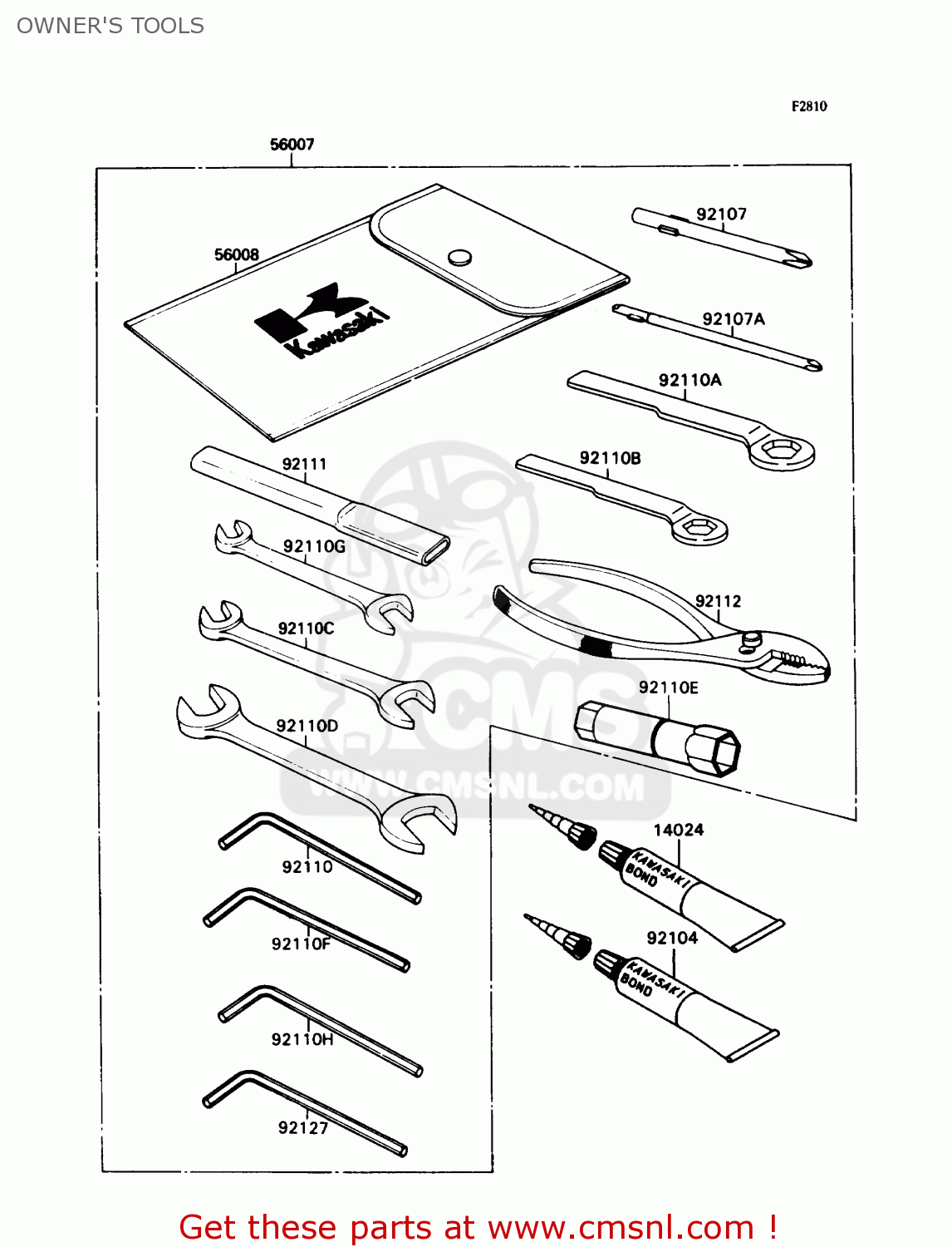 OWNER'S TOOLS ZX750H1 NINJA ZX7 1989 USA CALIFORNIA CANADA