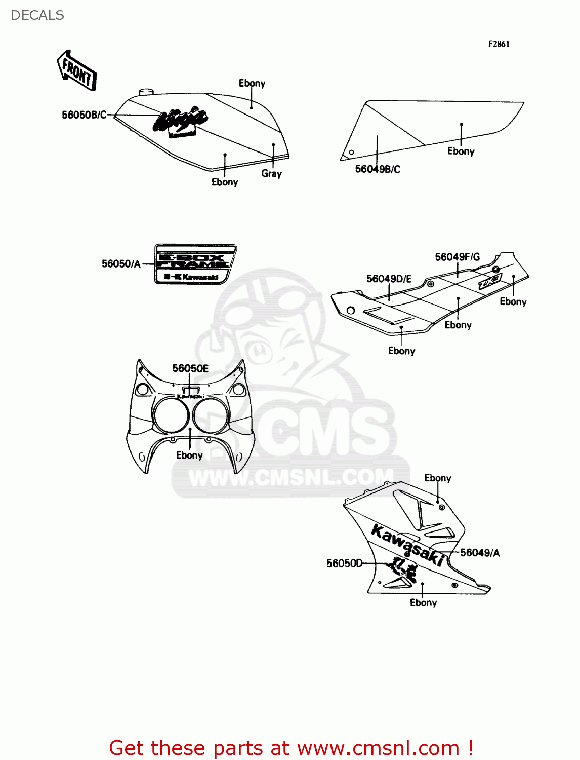 DECALS ZX750H1 NINJA ZX7 1989 USA CALIFORNIA CANADA