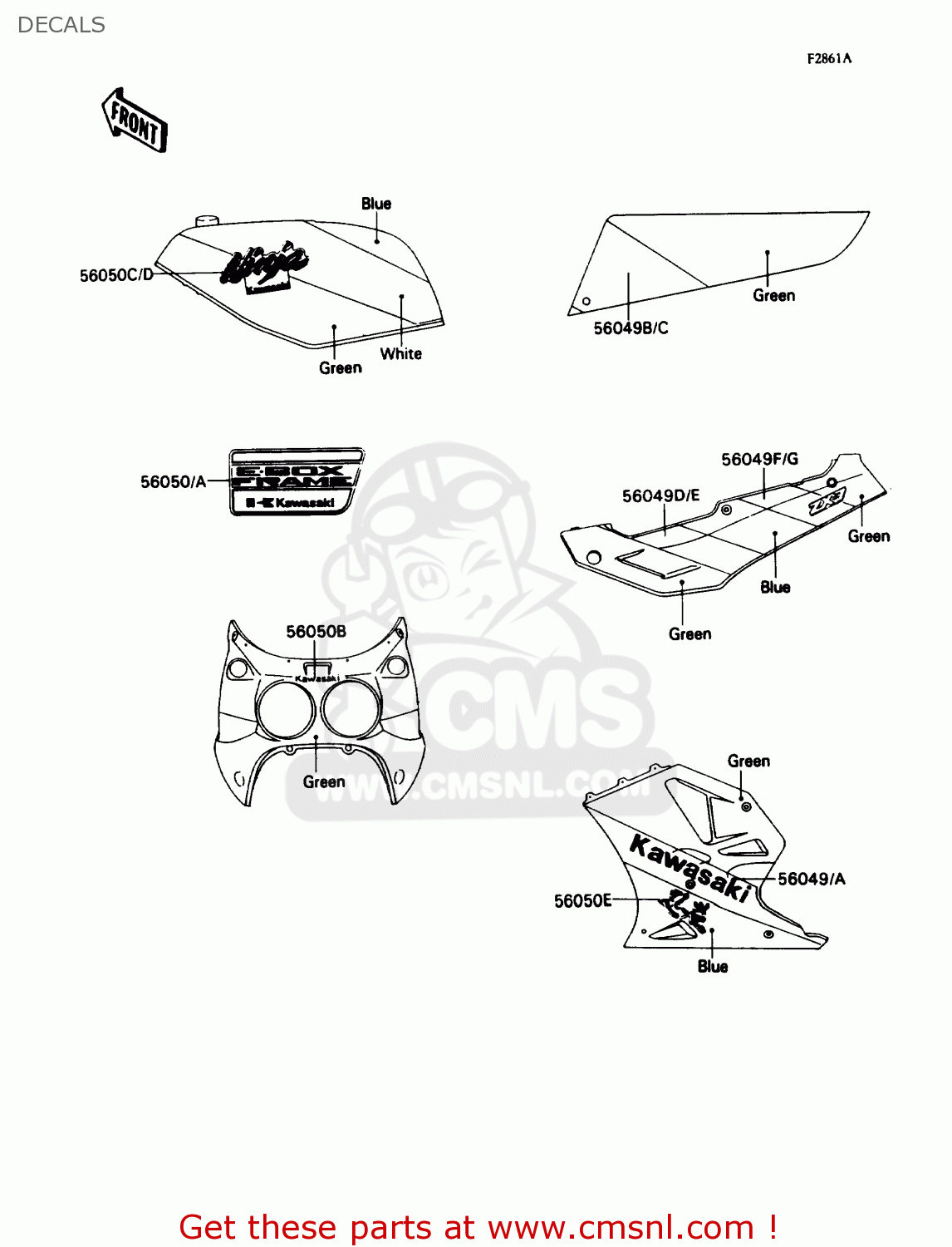 DECALS ZX750H1 NINJA ZX7 1989 USA CALIFORNIA CANADA