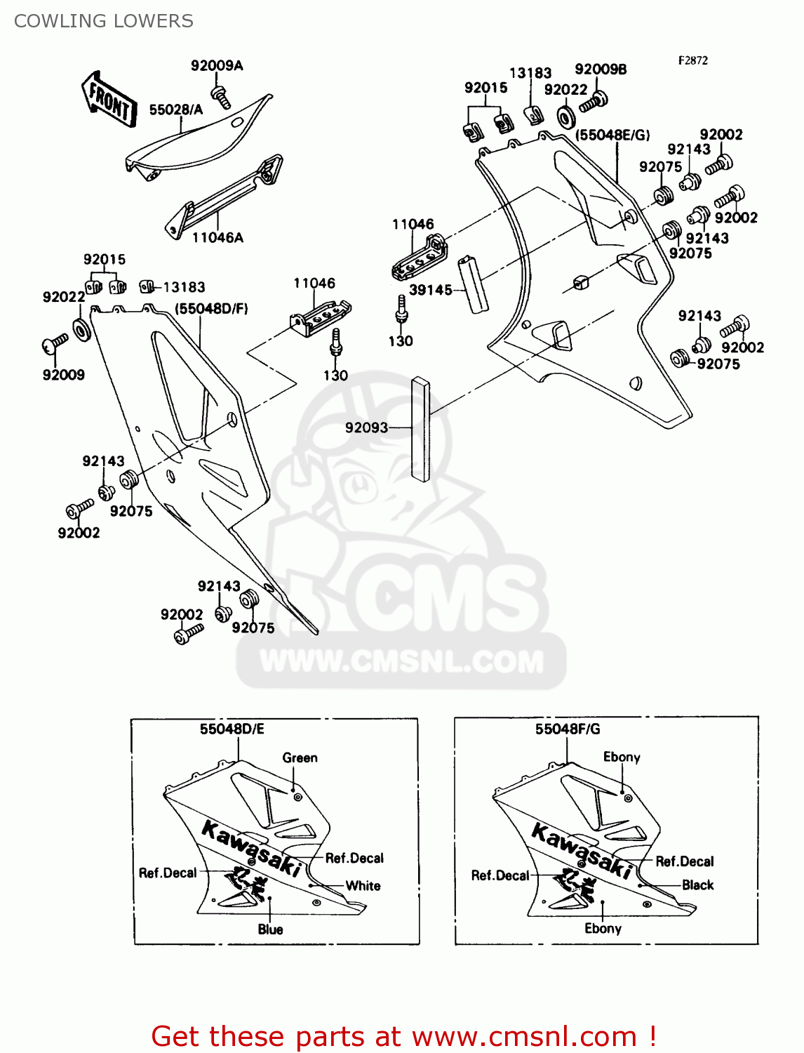 COWLING LOWERS ZX750H1 NINJA ZX7 1989 USA CALIFORNIA CANADA