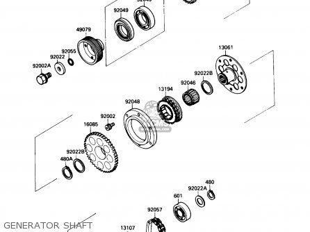 GENERATOR SHAFT - ZX750H1 NINJA ZX7 1989 USA CALIFORNIA CANADA