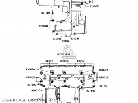 CRANKCASE BOLT PATTERN - ZX750H1 NINJA ZX7 1989 USA CALIFORNIA CANADA