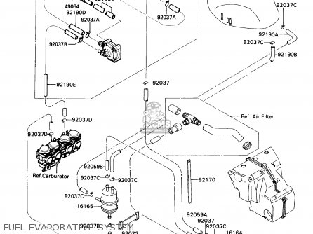 FUEL EVAPORATIVE SYSTEM - ZX750H1 NINJA ZX7 1989 USA CALIFORNIA CANADA