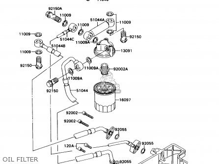 OIL FILTER - ZX750H1 NINJA ZX7 1989 USA CALIFORNIA CANADA
