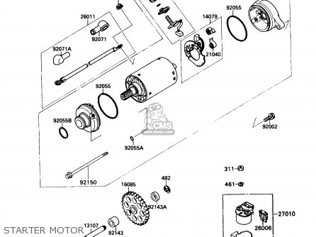 STARTER MOTOR - ZX750H1 NINJA ZX7 1989 USA CALIFORNIA CANADA