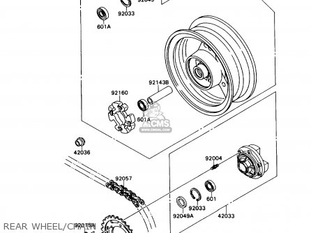 REAR WHEEL/CHAIN - ZX750H1 NINJA ZX7 1989 USA CALIFORNIA CANADA