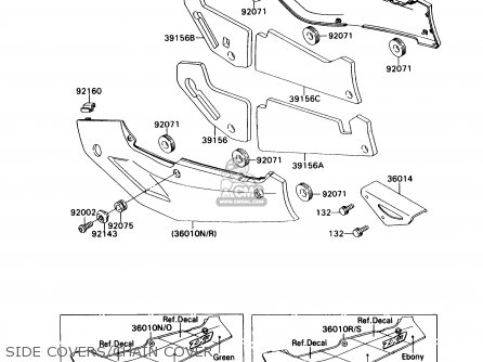 SIDE COVERS/CHAIN COVER - ZX750H1 NINJA ZX7 1989 USA CALIFORNIA CANADA