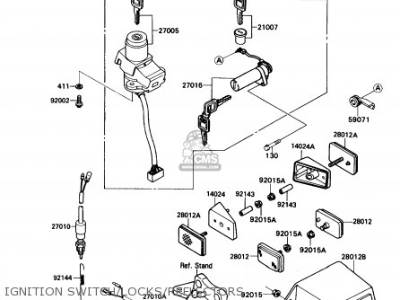 IGNITION SWITCH/LOCKS/REFLECTORS - ZX750H1 NINJA ZX7 1989 USA CALIFORNIA CANADA