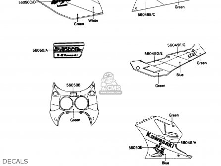 DECALS - ZX750H1 NINJA ZX7 1989 USA CALIFORNIA CANADA