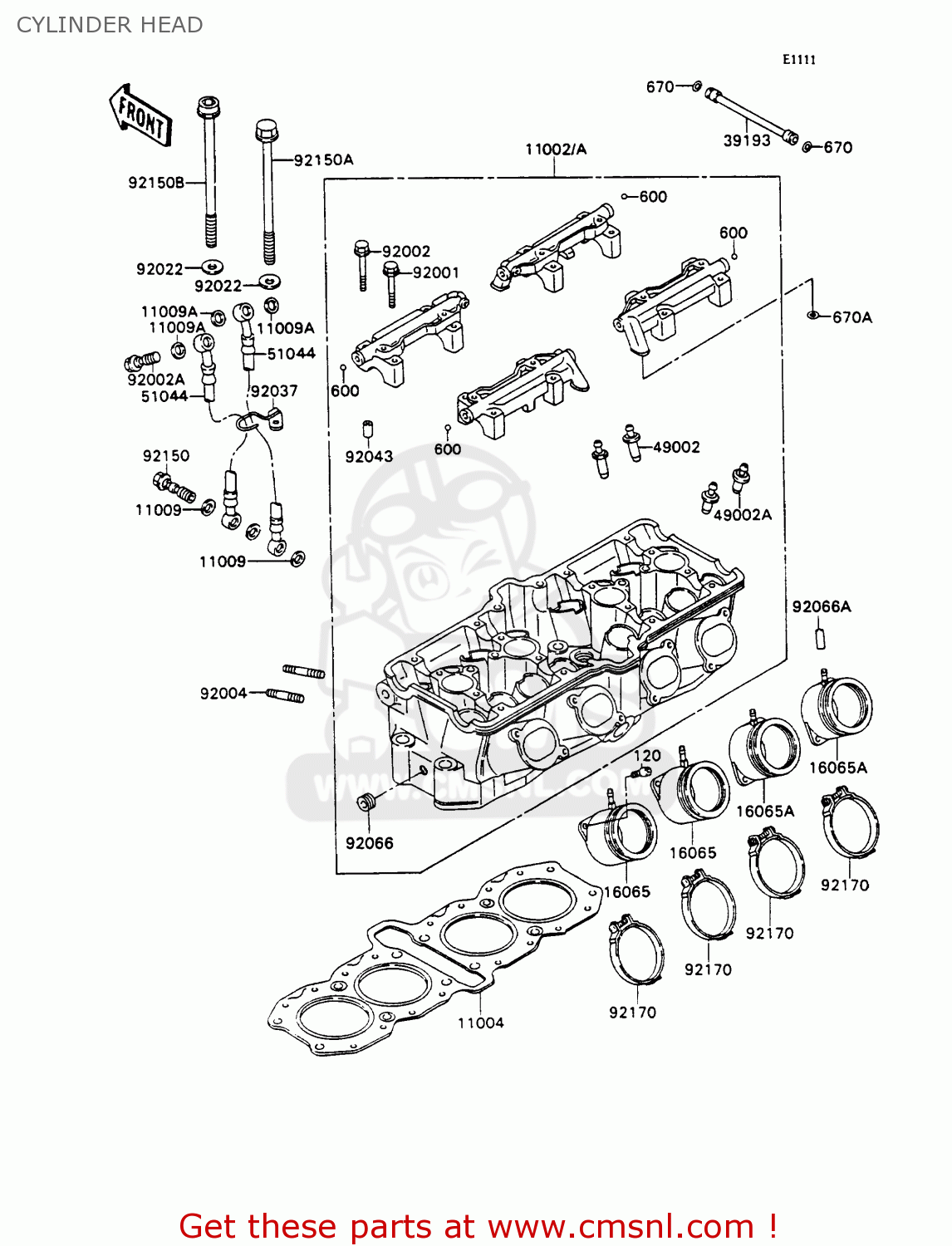 CYLINDER HEAD ZX750H1 ZXR750 1989 EUROPE UK FR AR FG GR IT NR SD SP ST