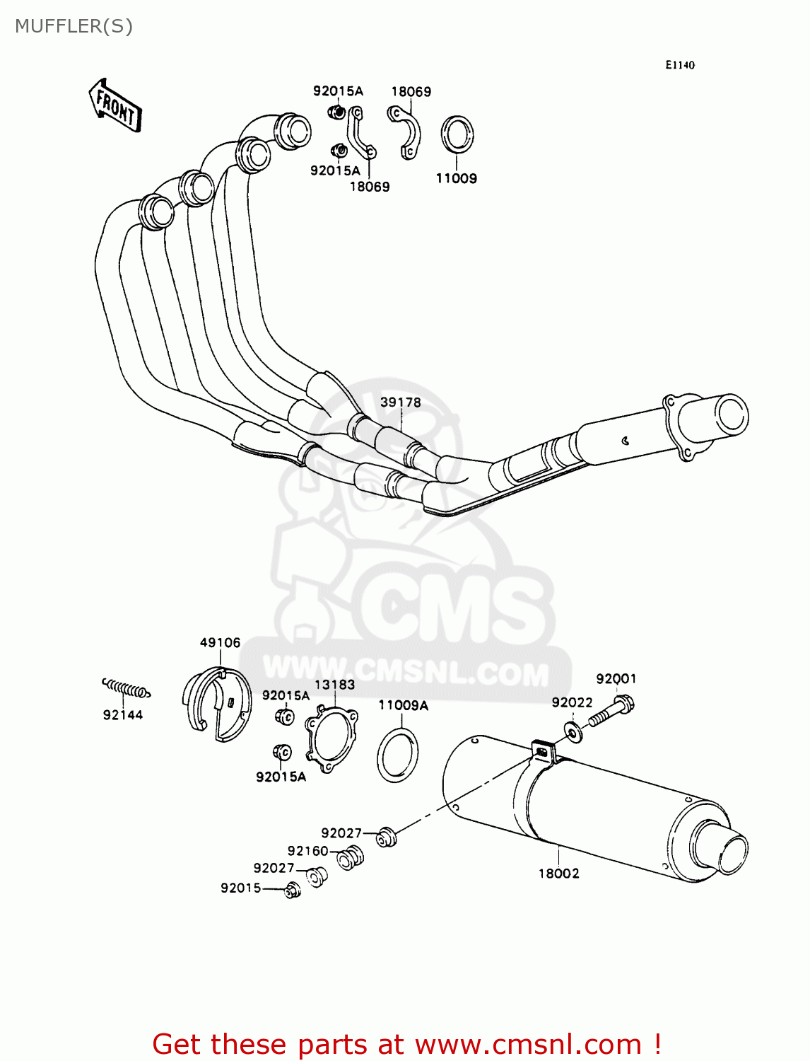 MUFFLER(S) ZX750H1 ZXR750 1989 EUROPE UK FR AR FG GR IT NR SD SP ST