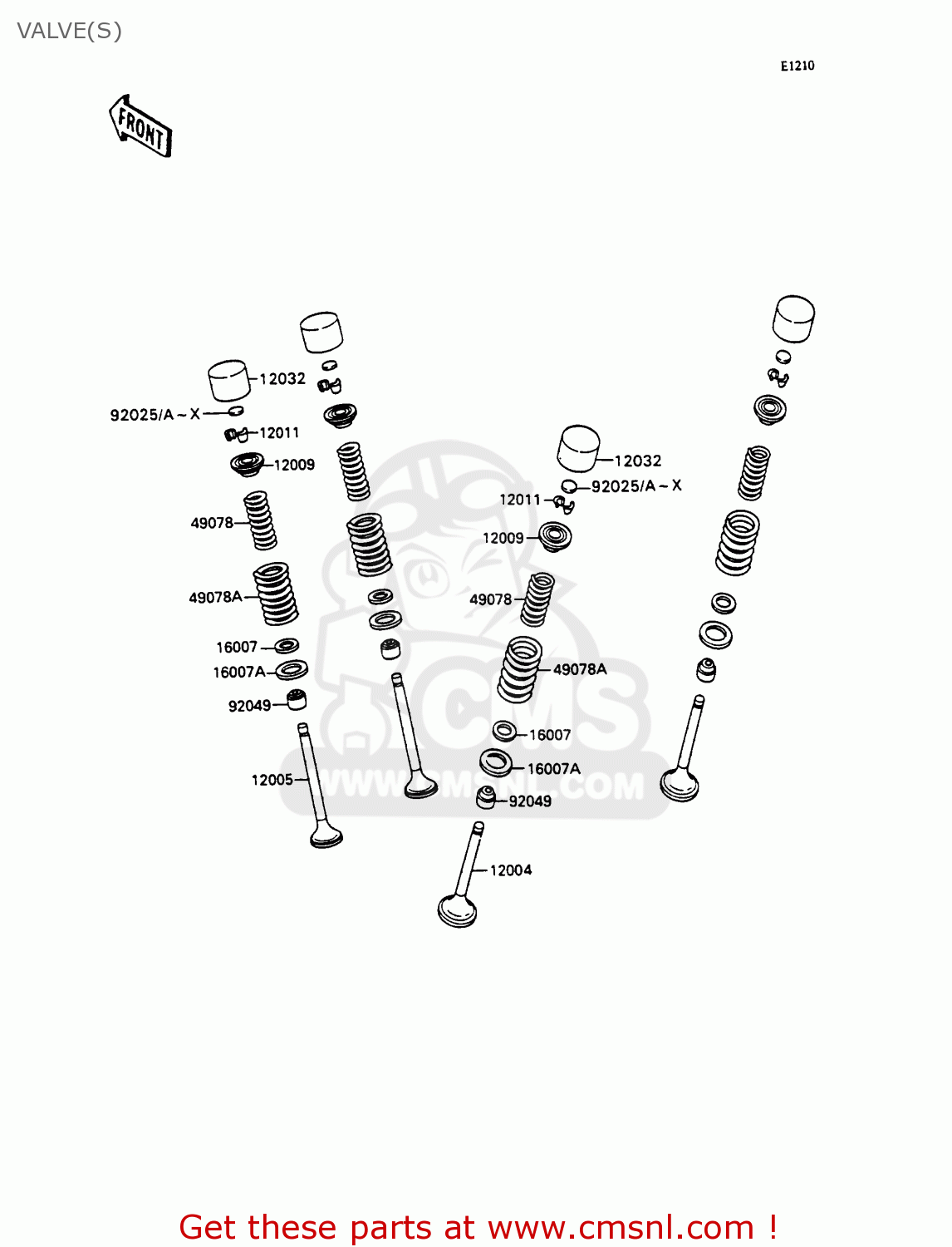 VALVE(S) ZX750H1 ZXR750 1989 EUROPE UK FR AR FG GR IT NR SD SP ST