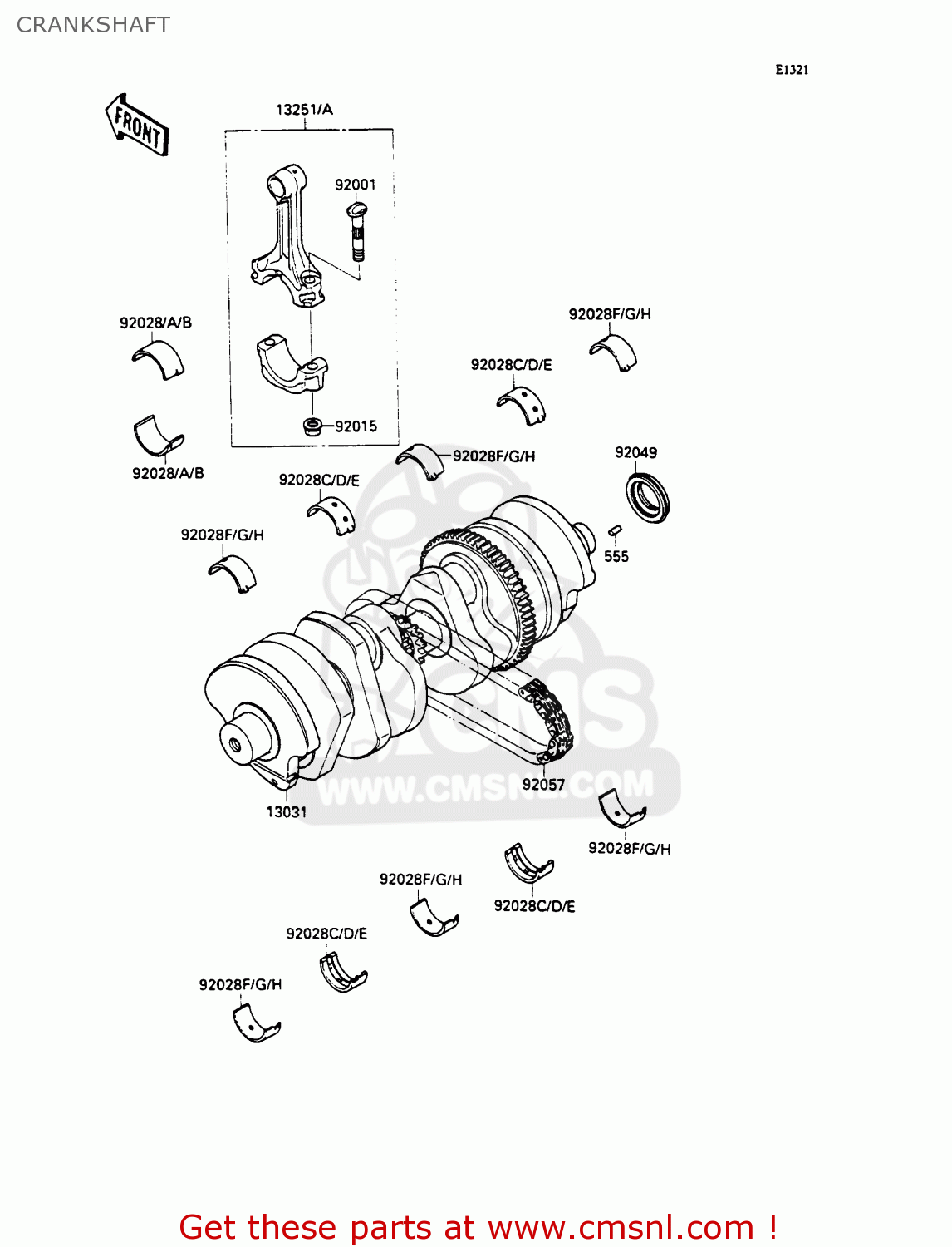 CRANKSHAFT ZX750H1 ZXR750 1989 EUROPE UK FR AR FG GR IT NR SD SP ST
