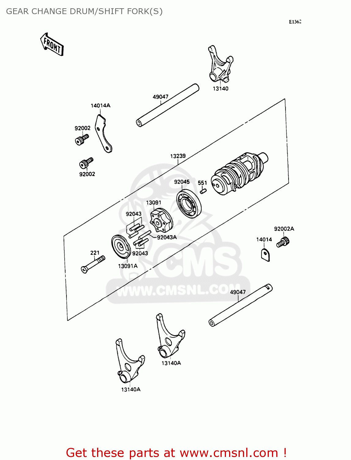 GEAR CHANGE DRUM/SHIFT FORK(S) ZX750H1 ZXR750 1989 EUROPE UK FR AR FG GR IT NR SD SP ST