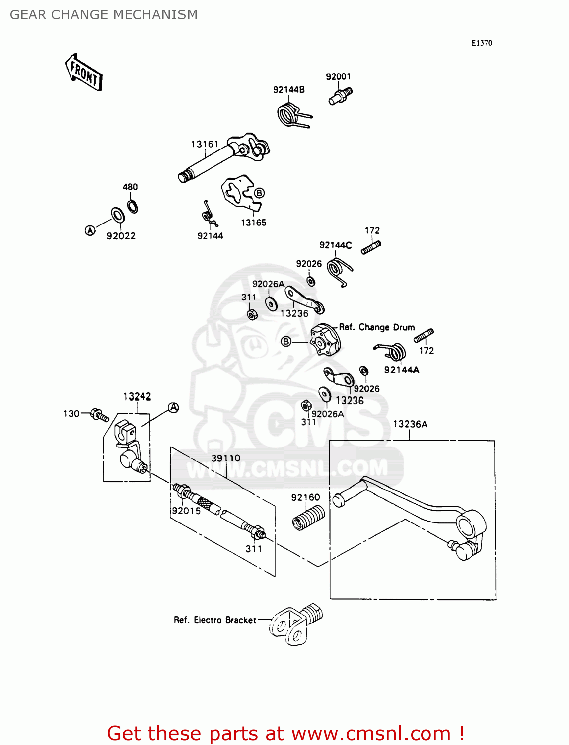 GEAR CHANGE MECHANISM ZX750H1 ZXR750 1989 EUROPE UK FR AR FG GR IT NR SD SP ST
