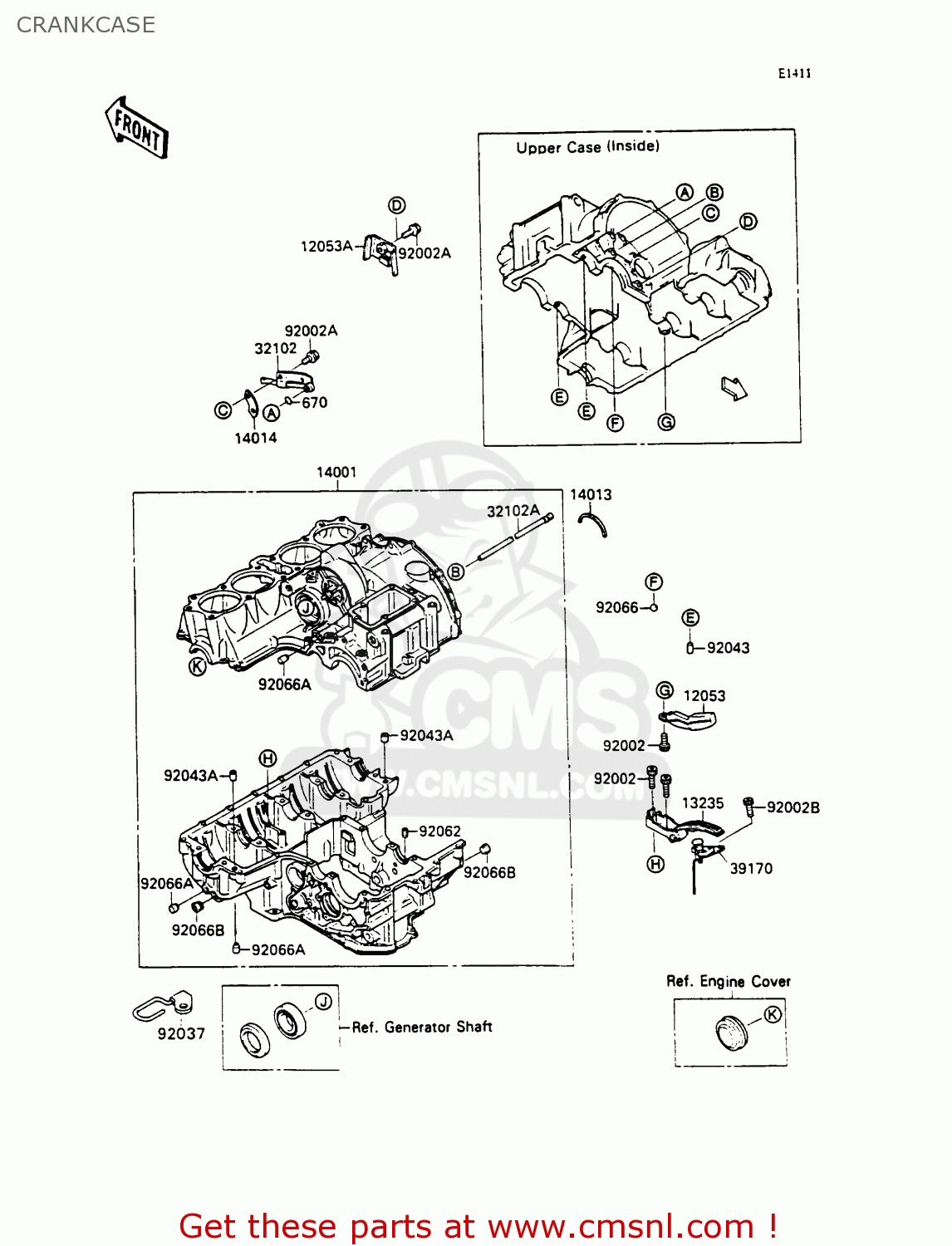 CRANKCASE ZX750H1 ZXR750 1989 EUROPE UK FR AR FG GR IT NR SD SP ST