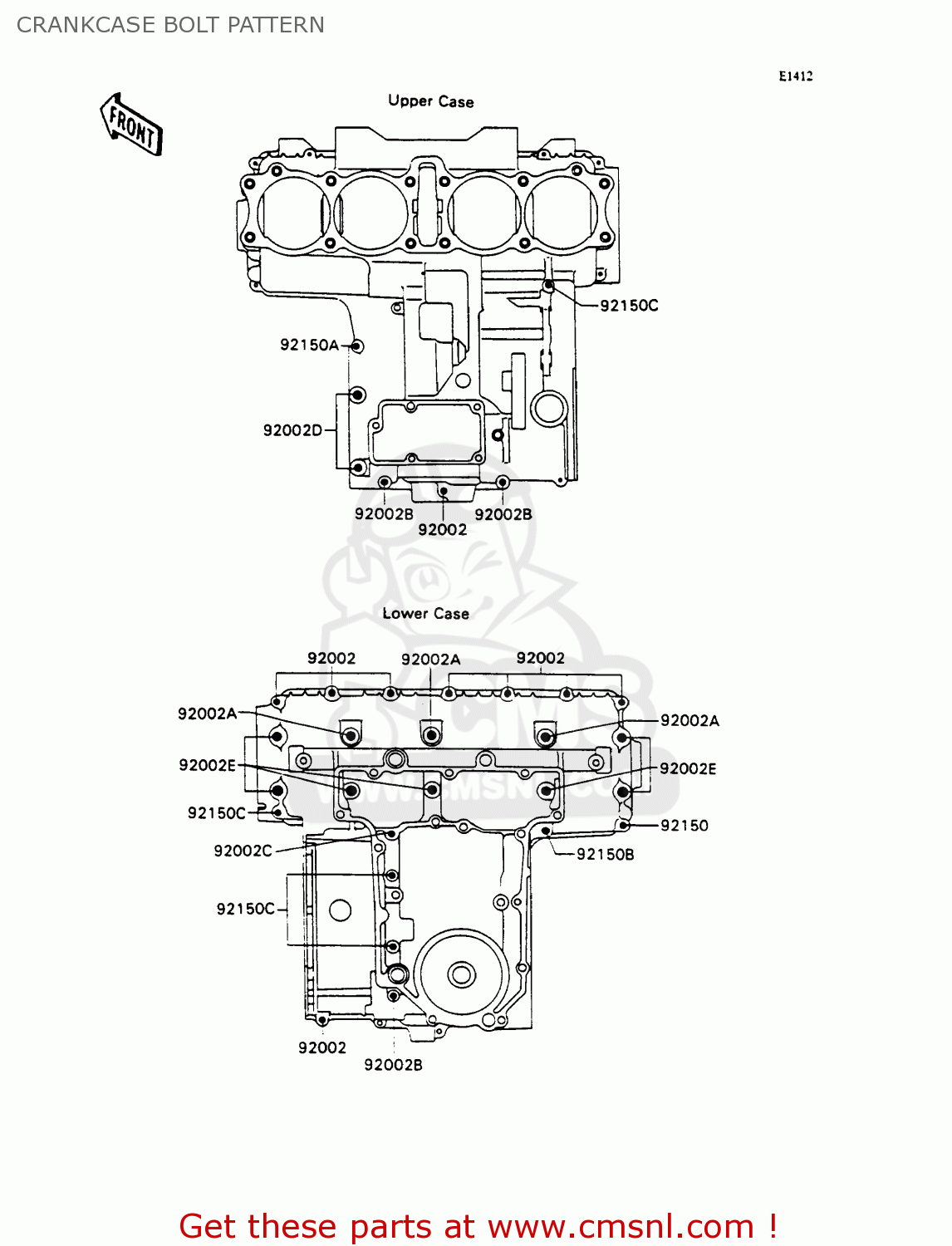 CRANKCASE BOLT PATTERN ZX750H1 ZXR750 1989 EUROPE UK FR AR FG GR IT NR SD SP ST
