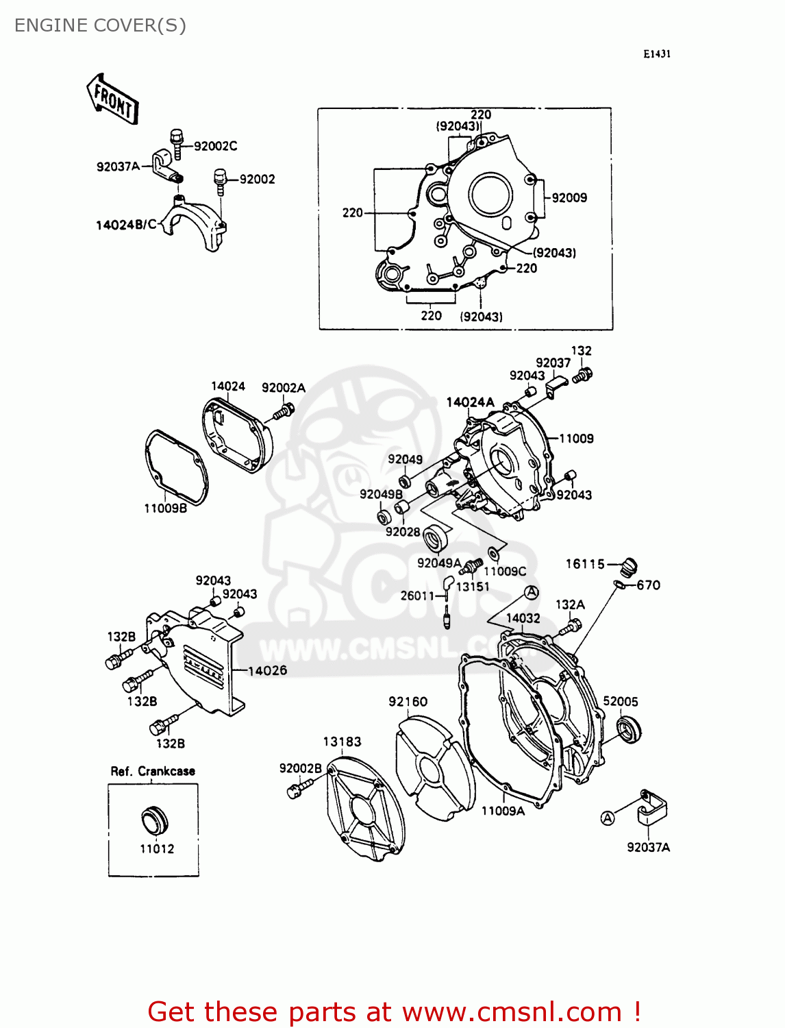 ENGINE COVER(S) ZX750H1 ZXR750 1989 EUROPE UK FR AR FG GR IT NR SD SP ST
