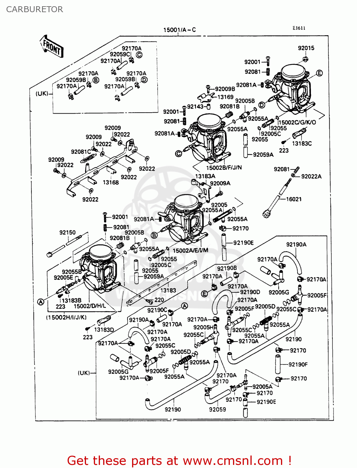 CARBURETOR ZX750H1 ZXR750 1989 EUROPE UK FR AR FG GR IT NR SD SP ST