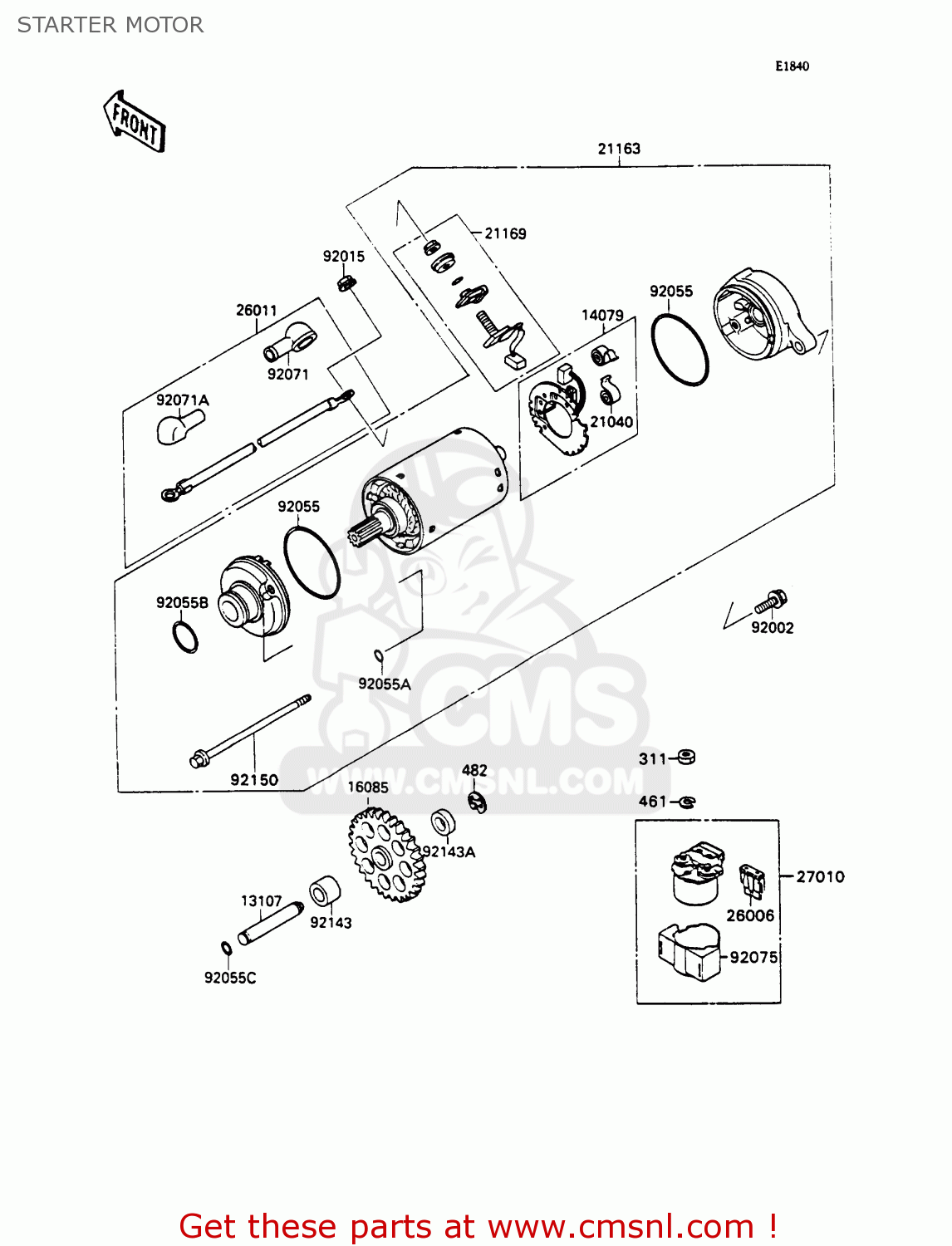 STARTER MOTOR ZX750H1 ZXR750 1989 EUROPE UK FR AR FG GR IT NR SD SP ST