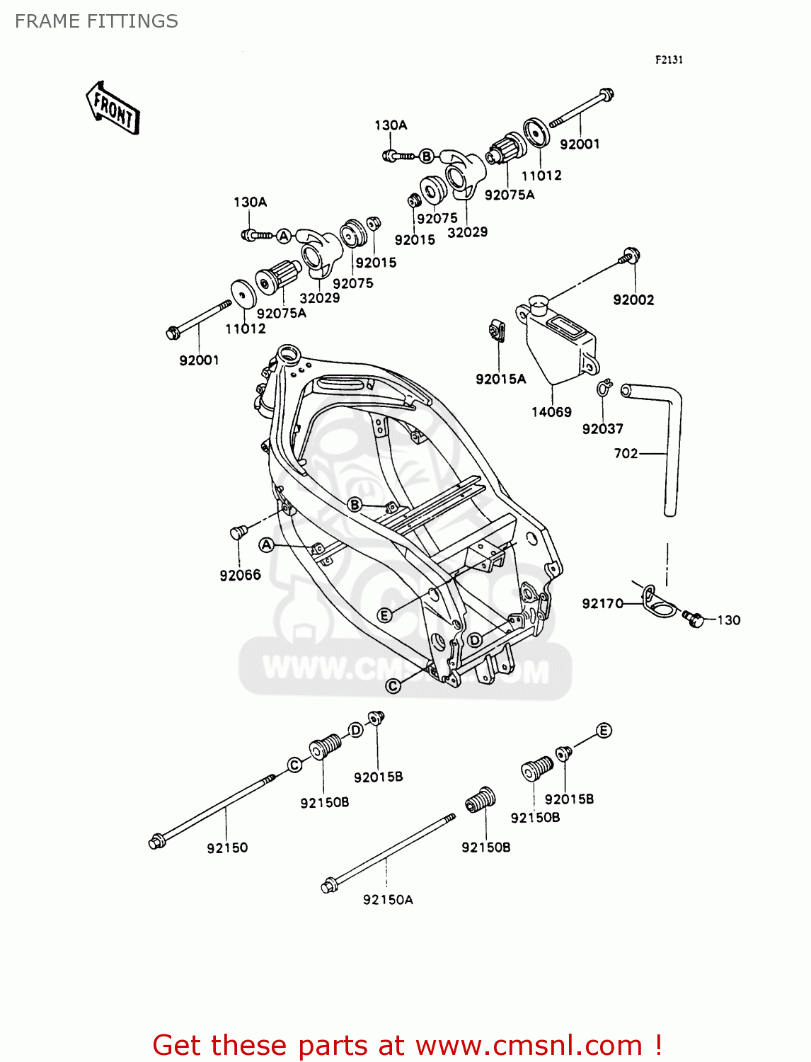 FRAME FITTINGS ZX750H1 ZXR750 1989 EUROPE UK FR AR FG GR IT NR SD SP ST