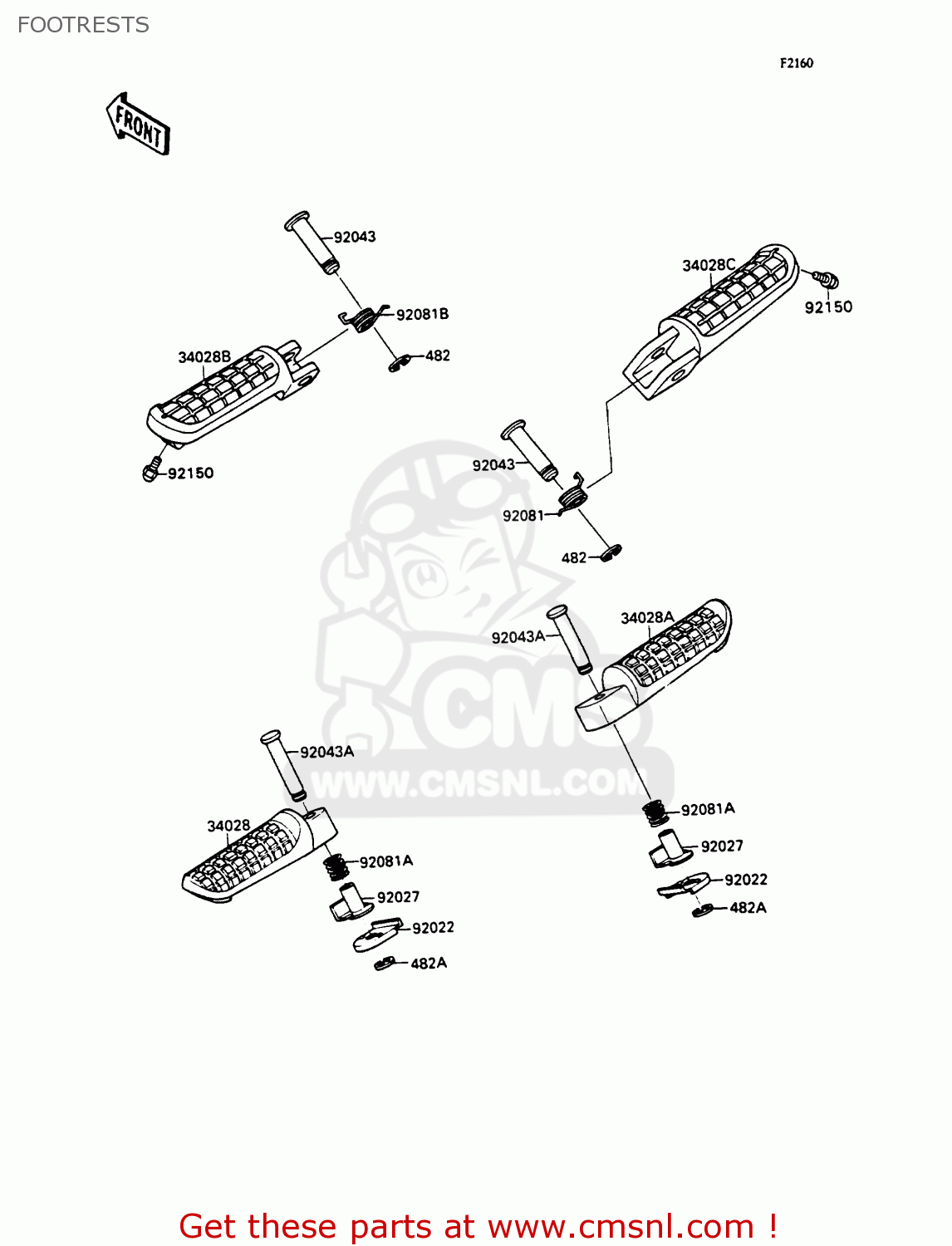FOOTRESTS ZX750H1 ZXR750 1989 EUROPE UK FR AR FG GR IT NR SD SP ST
