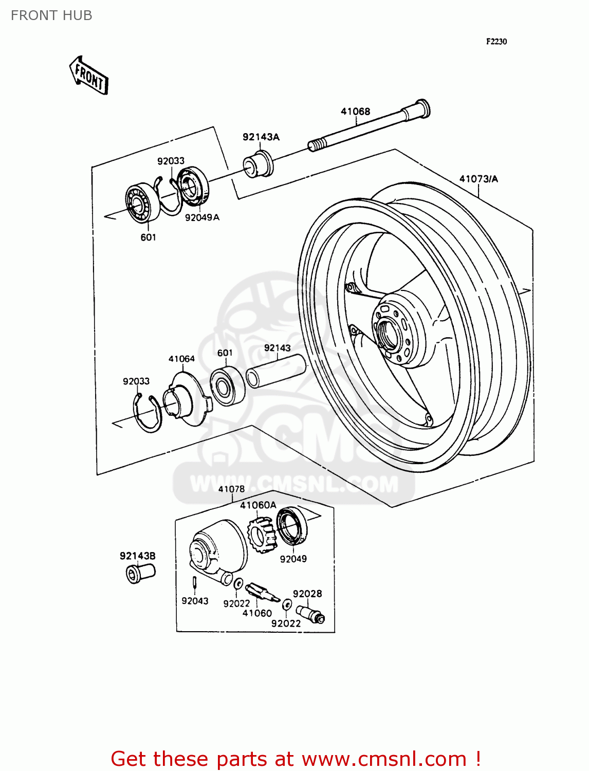 FRONT HUB ZX750H1 ZXR750 1989 EUROPE UK FR AR FG GR IT NR SD SP ST