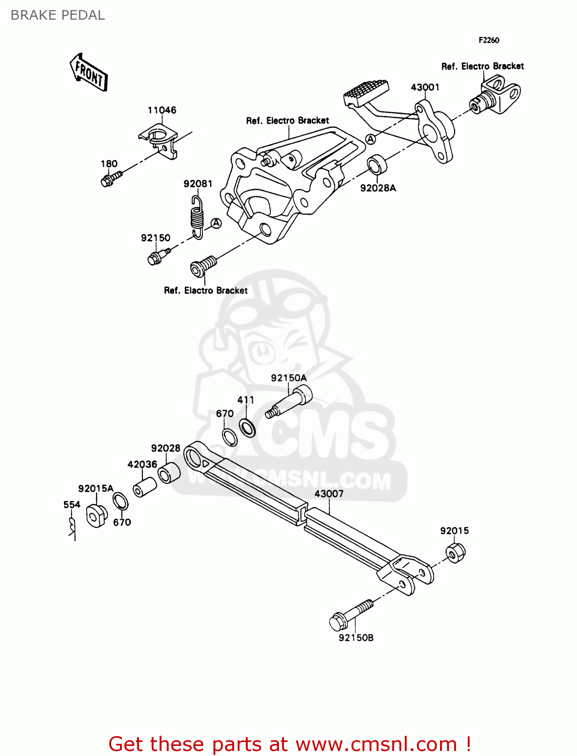 BRAKE PEDAL ZX750H1 ZXR750 1989 EUROPE UK FR AR FG GR IT NR SD SP ST