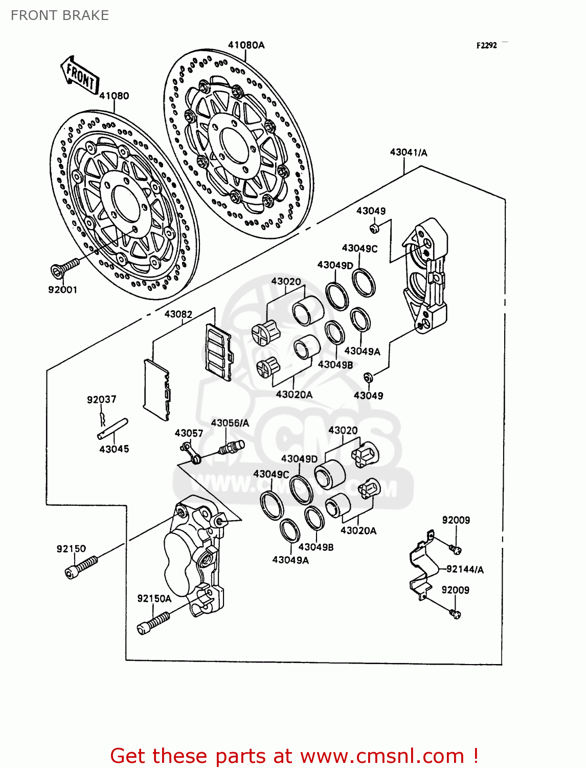 FRONT BRAKE ZX750H1 ZXR750 1989 EUROPE UK FR AR FG GR IT NR SD SP ST