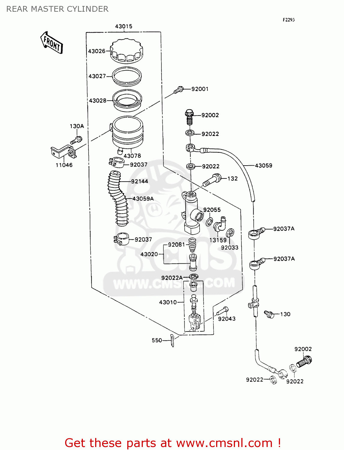 REAR MASTER CYLINDER ZX750H1 ZXR750 1989 EUROPE UK FR AR FG GR IT NR SD SP ST