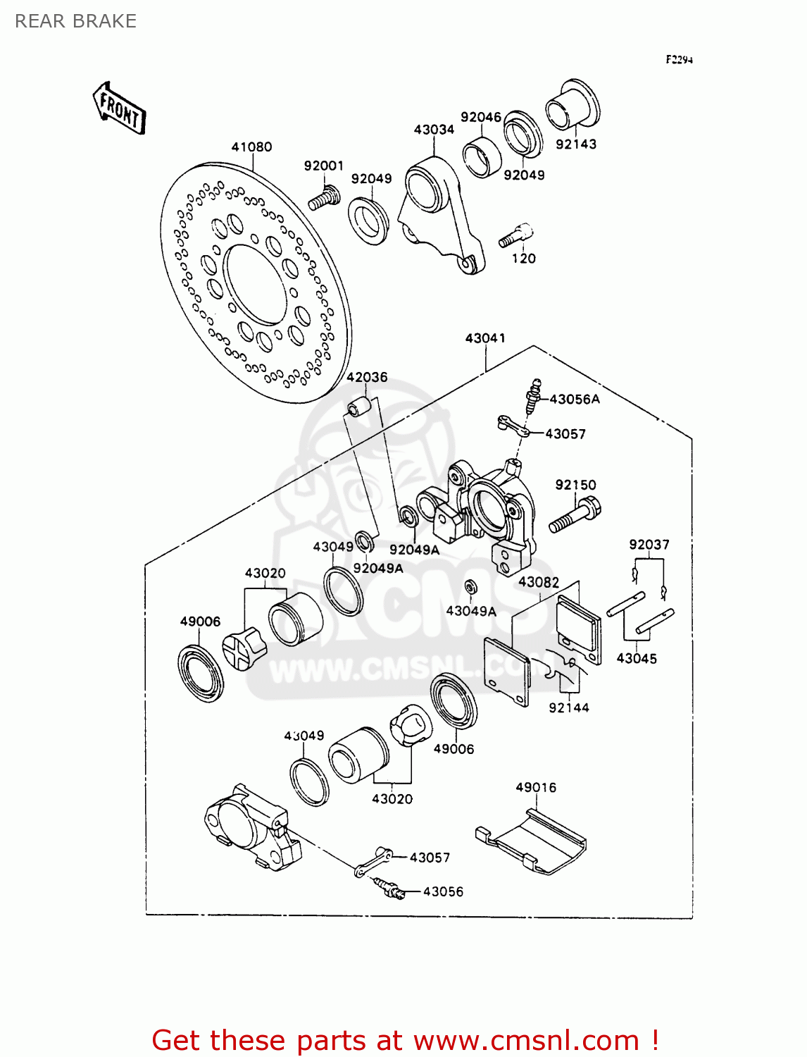 REAR BRAKE ZX750H1 ZXR750 1989 EUROPE UK FR AR FG GR IT NR SD SP ST