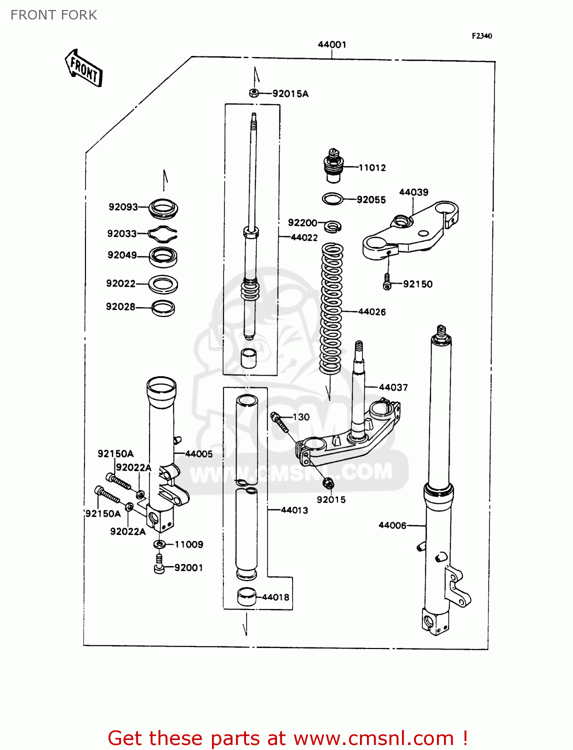 FRONT FORK ZX750H1 ZXR750 1989 EUROPE UK FR AR FG GR IT NR SD SP ST