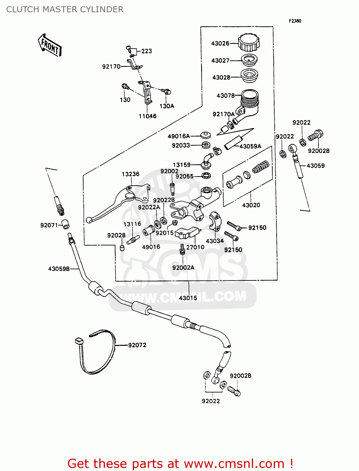 CLUTCH MASTER CYLINDER ZX750H1 ZXR750 1989 EUROPE UK FR AR FG GR IT NR SD SP ST
