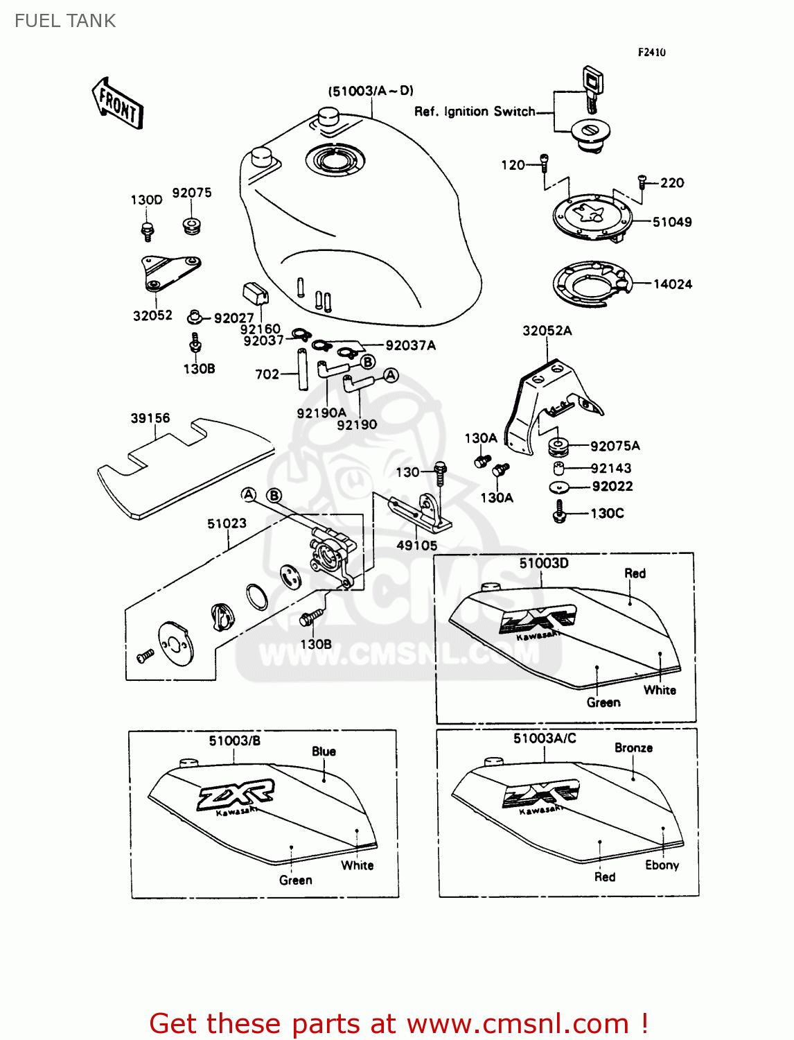 FUEL TANK ZX750H1 ZXR750 1989 EUROPE UK FR AR FG GR IT NR SD SP ST