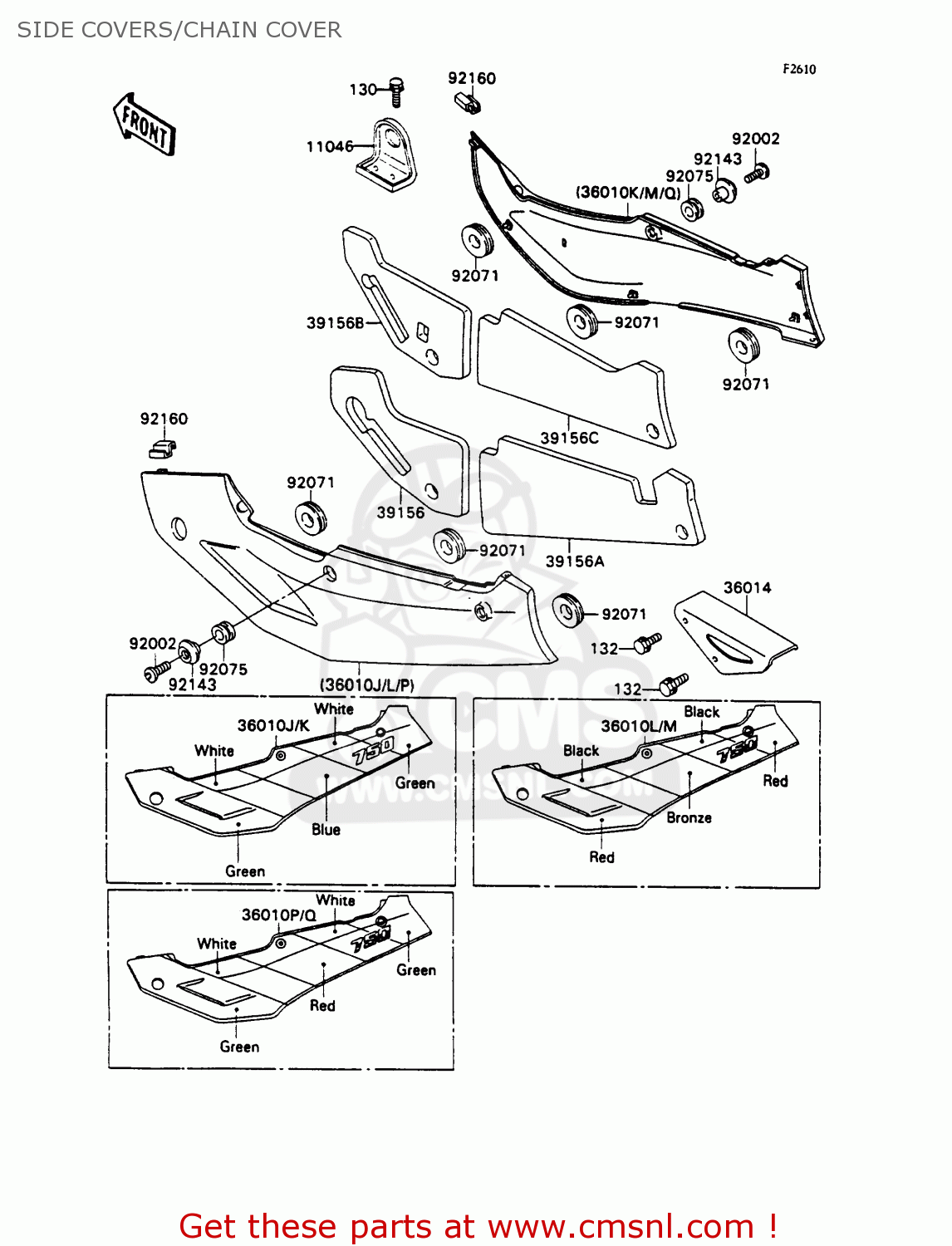SIDE COVERS/CHAIN COVER ZX750H1 ZXR750 1989 EUROPE UK FR AR FG GR IT NR SD SP ST