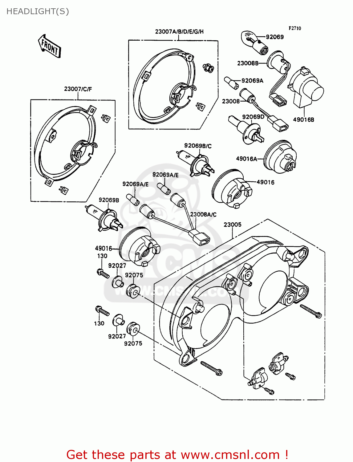 HEADLIGHT(S) ZX750H1 ZXR750 1989 EUROPE UK FR AR FG GR IT NR SD SP ST