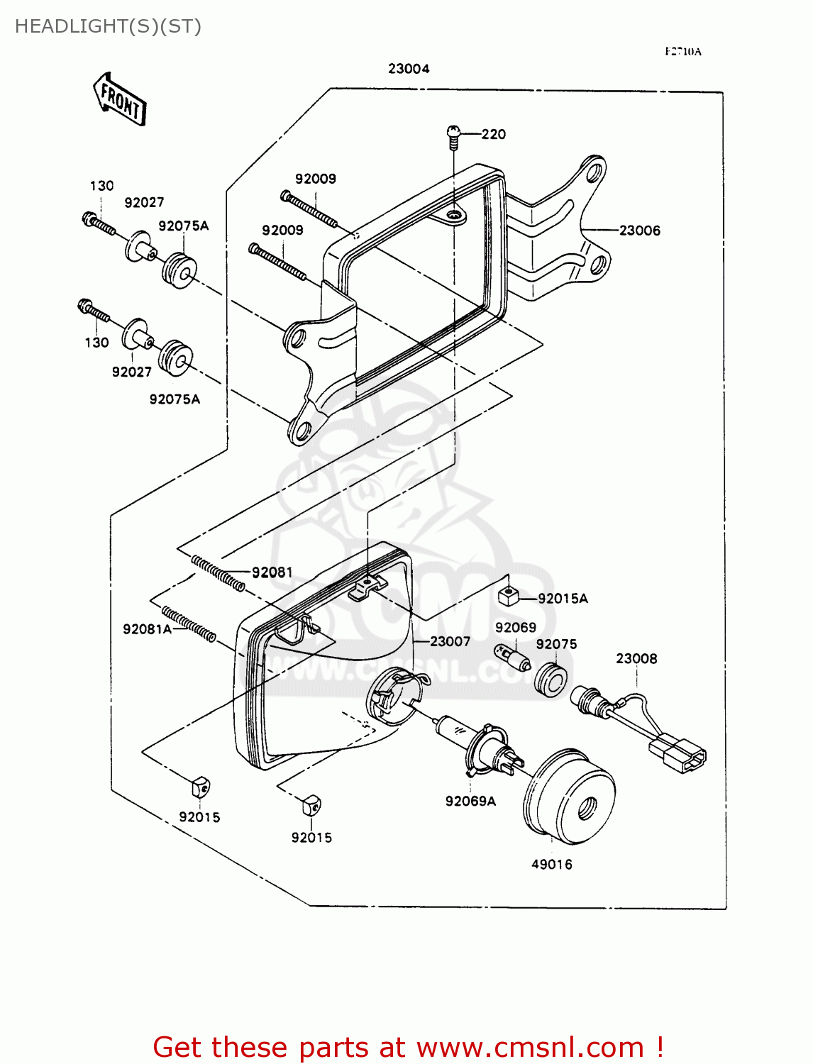 HEADLIGHT(S)(ST) ZX750H1 ZXR750 1989 EUROPE UK FR AR FG GR IT NR SD SP ST