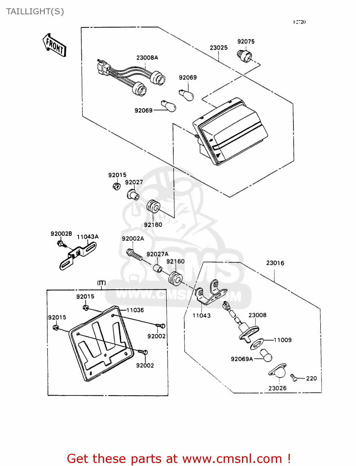 TAILLIGHT(S) ZX750H1 ZXR750 1989 EUROPE UK FR AR FG GR IT NR SD SP ST