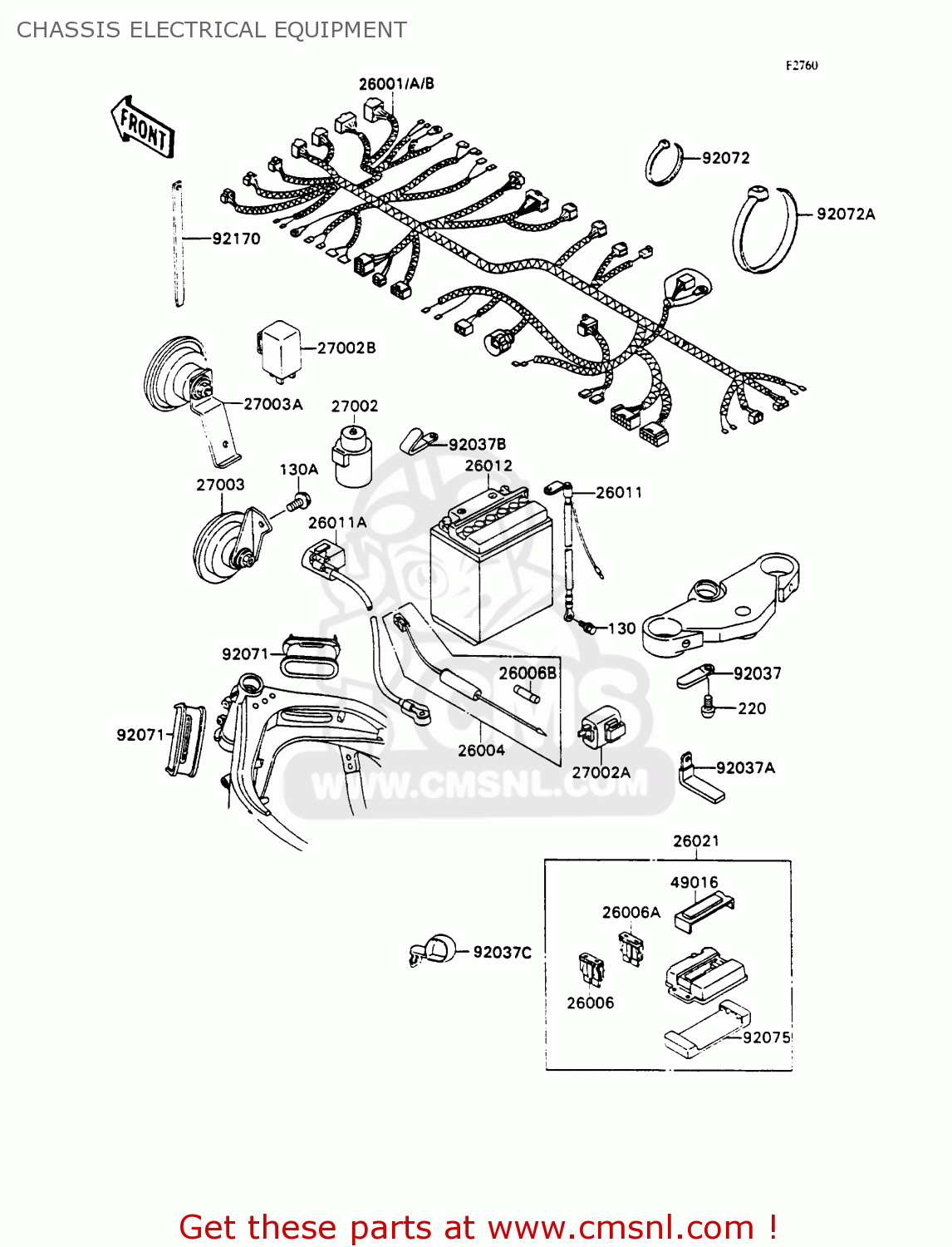 CHASSIS ELECTRICAL EQUIPMENT ZX750H1 ZXR750 1989 EUROPE UK FR AR FG GR IT NR SD SP ST