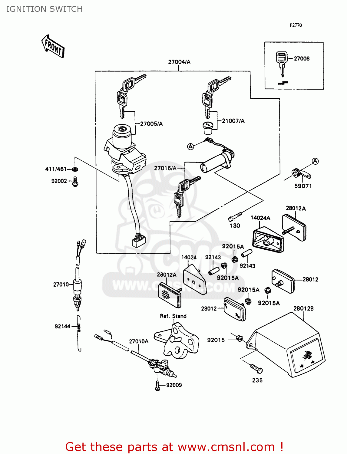 IGNITION SWITCH ZX750H1 ZXR750 1989 EUROPE UK FR AR FG GR IT NR SD SP ST