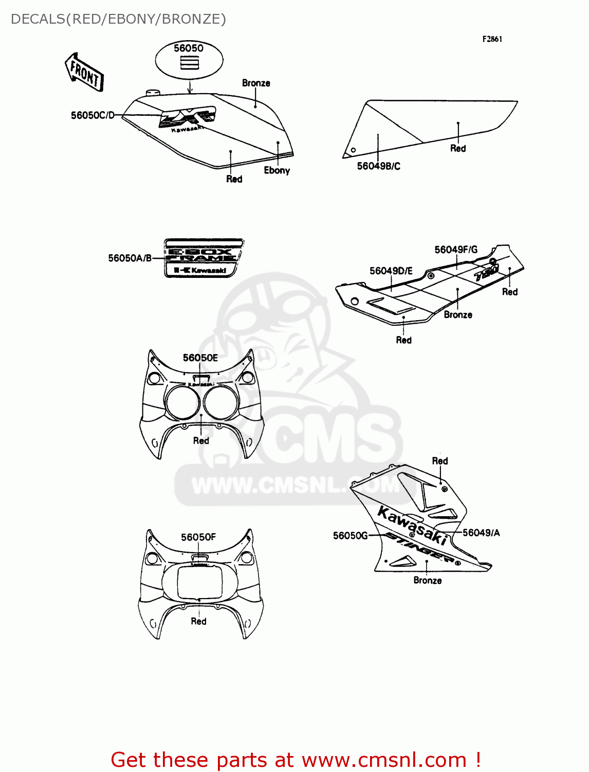 DECALS(RED/EBONY/BRONZE) ZX750H1 ZXR750 1989 EUROPE UK FR AR FG GR IT NR SD SP ST