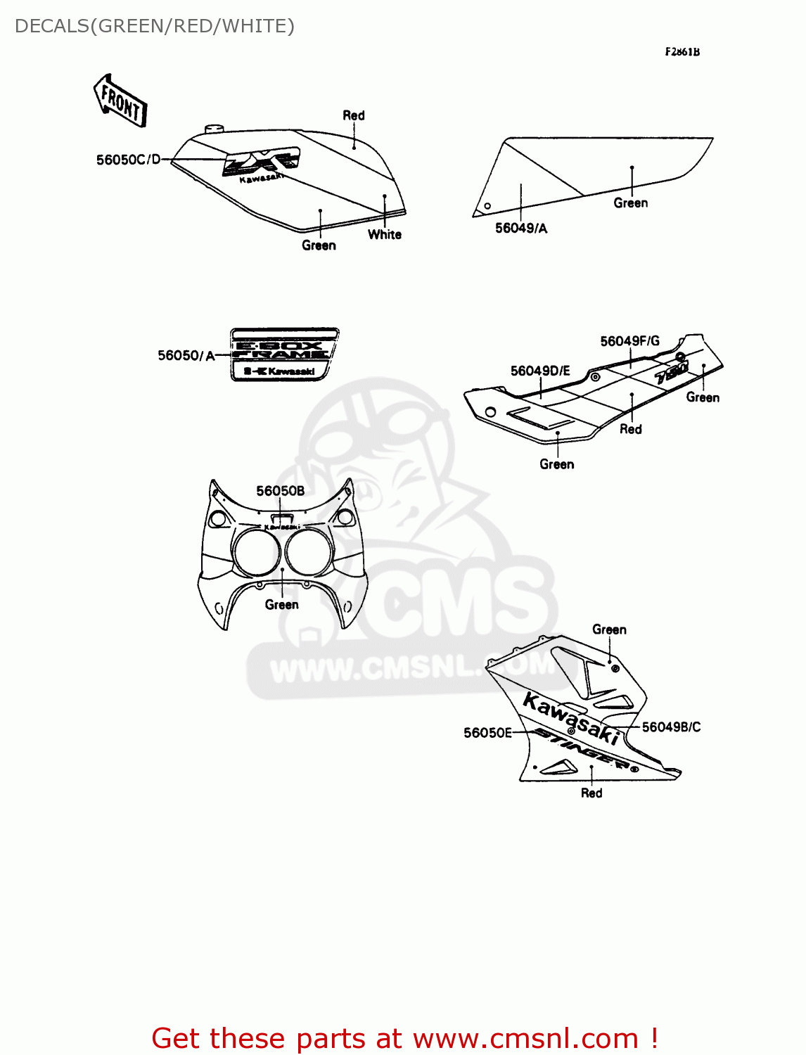 DECALS(GREEN/RED/WHITE) ZX750H1 ZXR750 1989 EUROPE UK FR AR FG GR IT NR SD SP ST