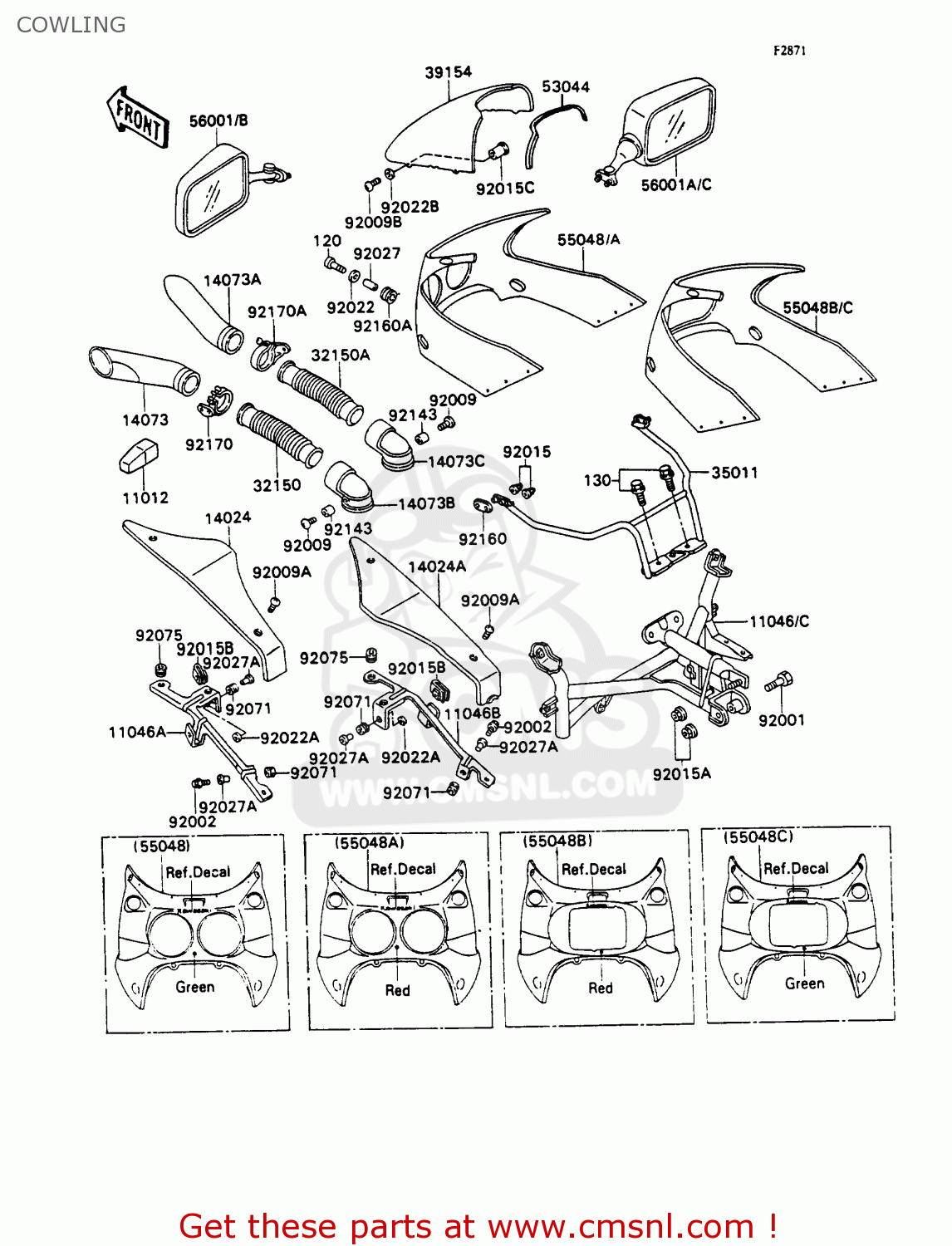 COWLING ZX750H1 ZXR750 1989 EUROPE UK FR AR FG GR IT NR SD SP ST
