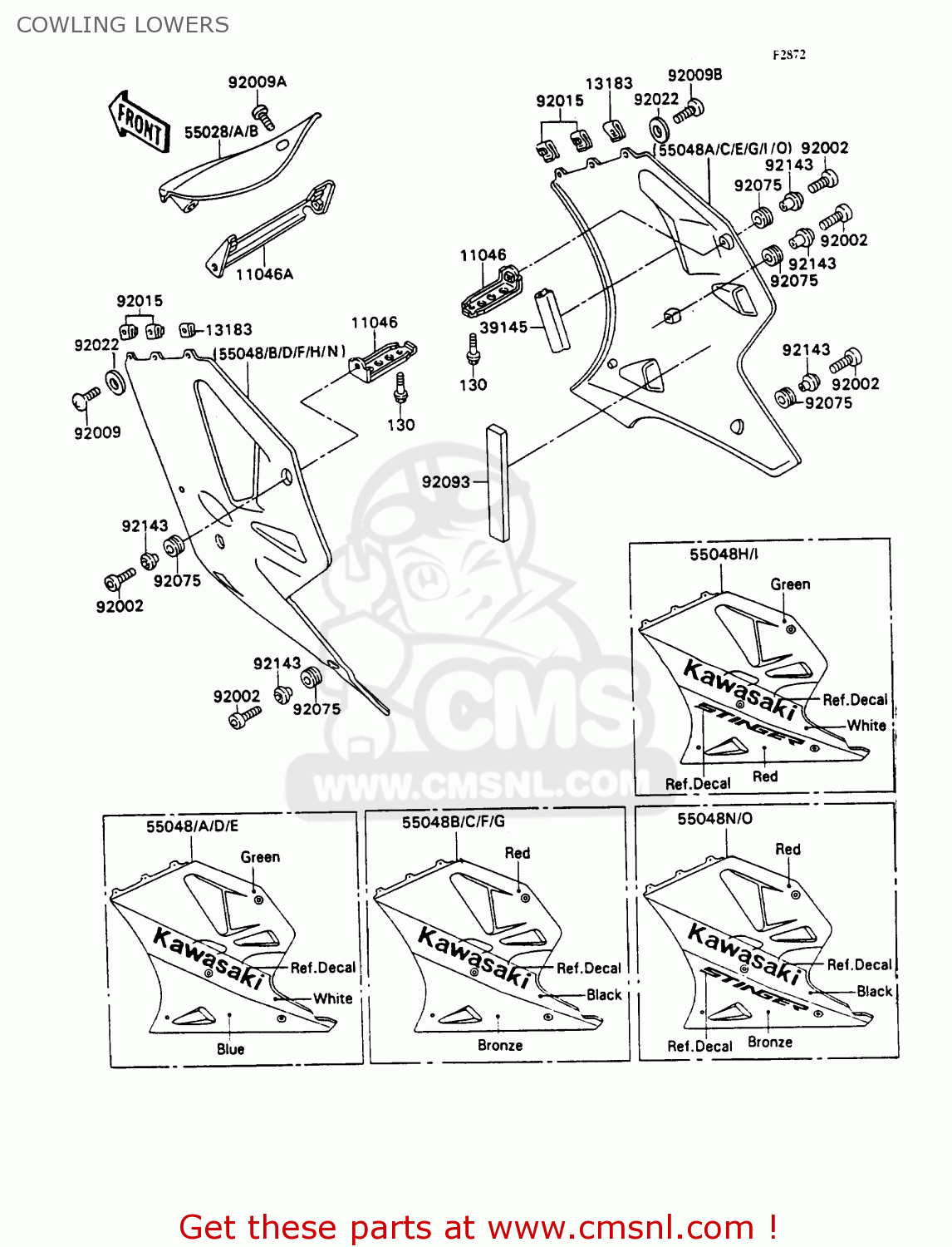COWLING LOWERS ZX750H1 ZXR750 1989 EUROPE UK FR AR FG GR IT NR SD SP ST