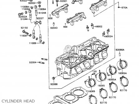 CYLINDER HEAD - ZX750H1 ZXR750 1989 EUROPE UK FR AR FG GR IT NR SD SP ST