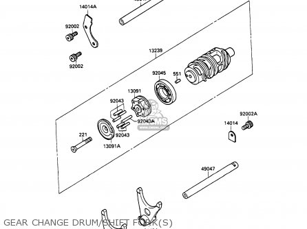 GEAR CHANGE DRUM/SHIFT FORK(S) - ZX750H1 ZXR750 1989 EUROPE UK FR AR FG GR IT NR SD SP ST